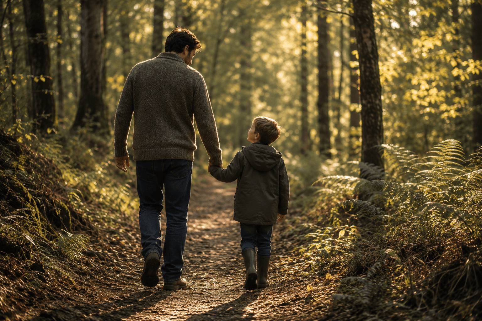 A father and son walking together — relationships matter deeply in the recovery process