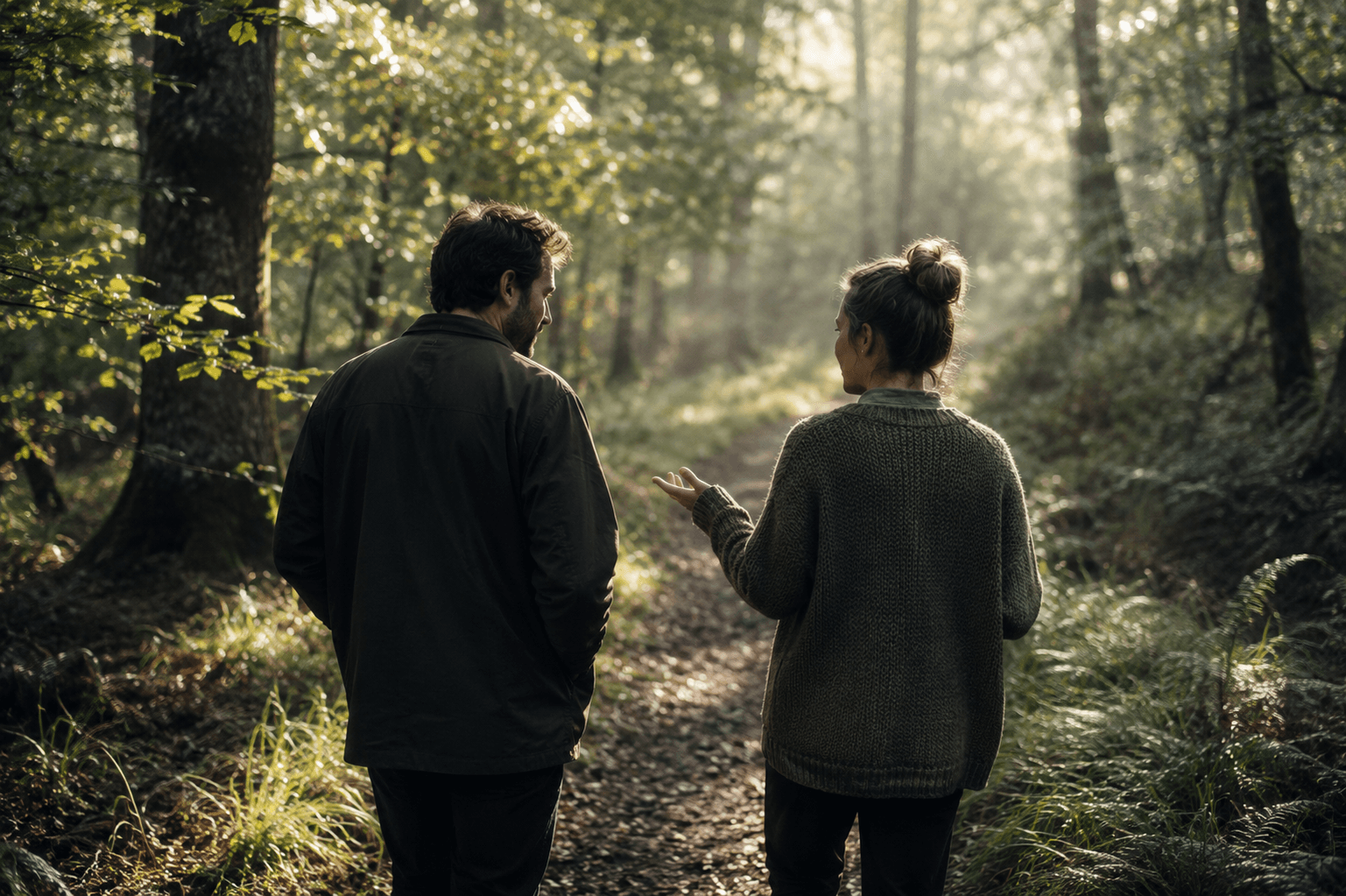 A therapy session in an outdoor woodland setting — The Wellbourne Clinic's approach to human, grounded care